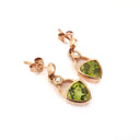 Elegant Bezel Peridot and Diamond Drop Rose Gold Earrings