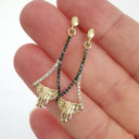 Elegant Black and White Diamond Elephant Drop Earrings