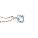Elegant Cushion Cut Double Claw Aquamarine Pendant
