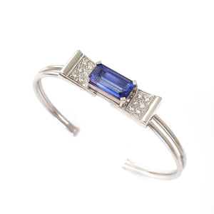 Elegant Diamond And Tanzanite Bow Cuff Bracelet