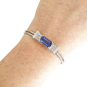 Elegant Diamond And Tanzanite Bow Cuff Bracelet