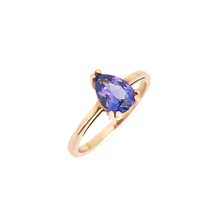 Elegant Double Claw Solitaire Pear Tanzanite Ring