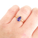 Elegant Double Claw Solitaire Pear Tanzanite Ring