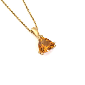 Elegant Double Claw Trilliant Cut Citrine Pendant