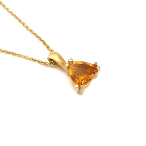 Elegant Double Claw Trilliant Cut Citrine Pendant