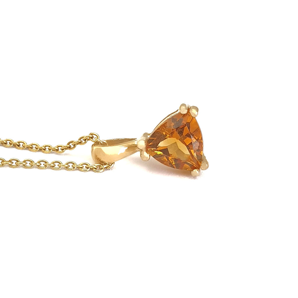 Elegant Double Claw Trilliant Cut Citrine Pendant