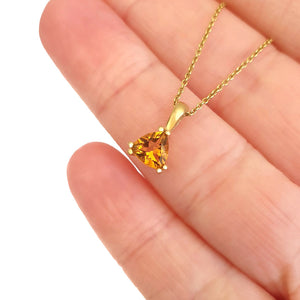 Elegant Double Claw Trilliant Cut Citrine Pendant