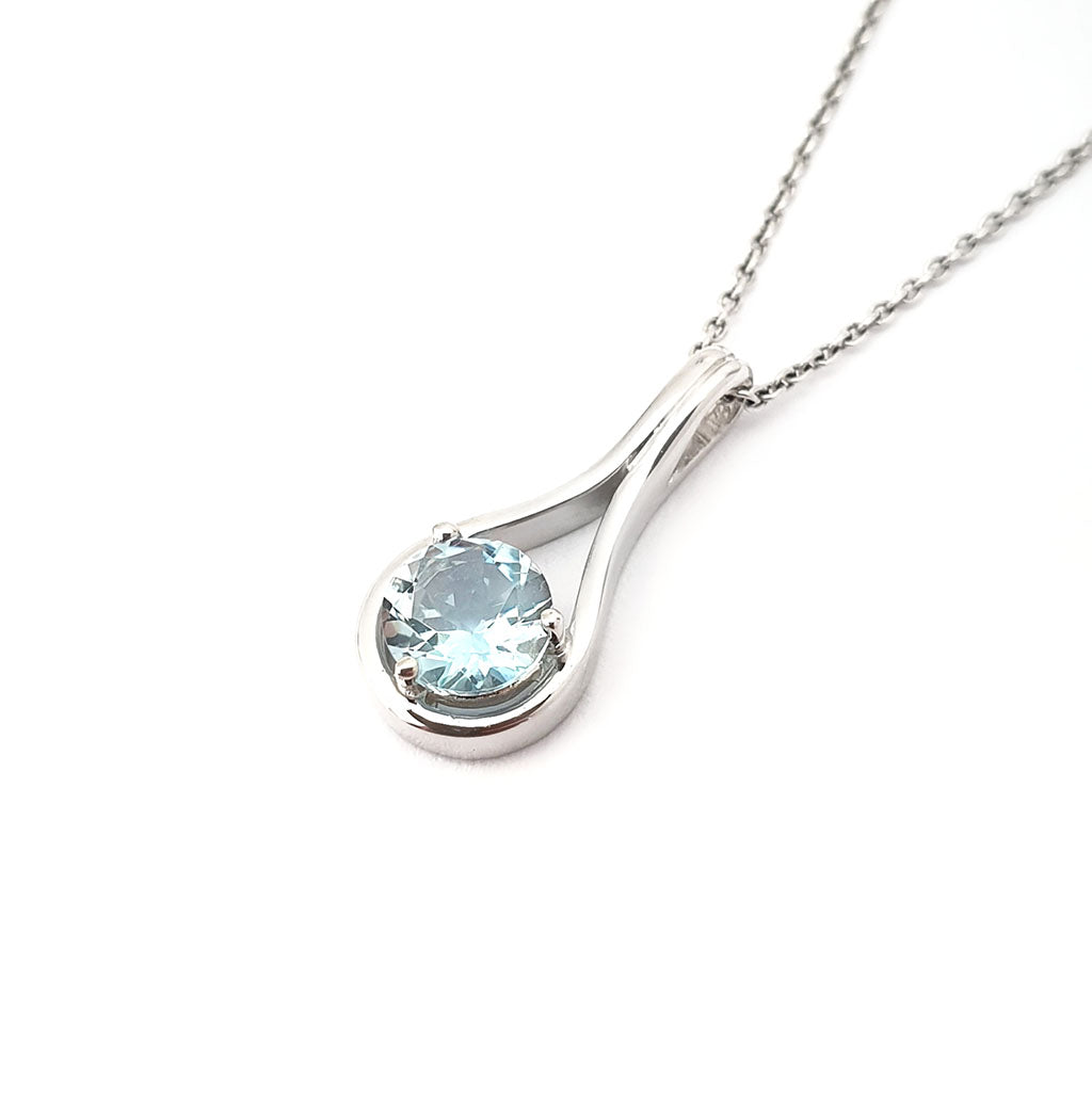   Elegant Double Line Bale Aquamarine Pendant