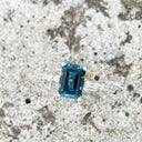 Elegant Emerald London Blue Topaz and Diamond Band White Gold Ring