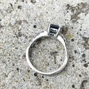 Elegant Emerald London Blue Topaz and Diamond Band White Gold Ring