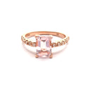 Elegant Emerald Morganite and Diamond Band Rose Gold Ring