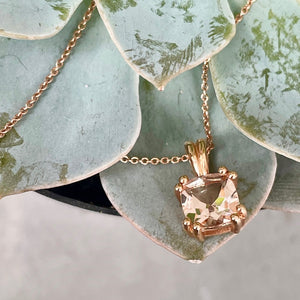 Elegant Morganite Cushion Cut Double Claw Pendant