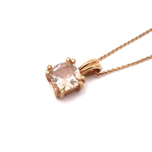 Elegant Morganite Cushion Cut Double Claw Pendant