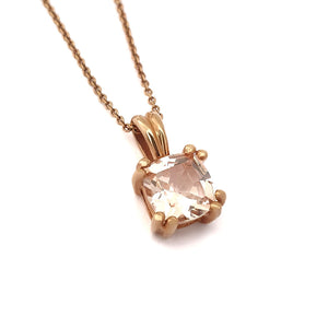 Elegant Morganite Cushion Cut Double Claw Pendant