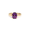 Elegant Oval Cut Amethyst Solitaire Yellow Gold Ring