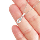   Elegant Oval Cut Aquamarine Pendant with Single Diamond Highlight