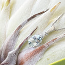 Elegant Oval Cut Aquamarine and Trilogy Diamond Pendant