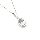   Elegant Oval Cut Aquamarine and Trilogy Diamond Pendant