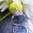 Elegant Oval Filigree Morganite and Diamond Ring and Clean band Wedding Set 