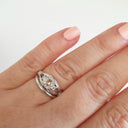 Elegant Oval Filigree Morganite and Diamond Ring and Clean band Wedding Set