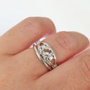 Elegant Oval Filigree Morganite and Diamond Ring and Clean band Wedding Set