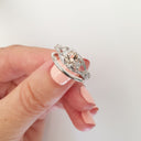 Elegant Oval Filigree Morganite and Diamond Ring and Clean band Wedding Set