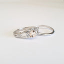 Elegant Oval Filigree Morganite and Diamond Ring and Clean band Wedding Set