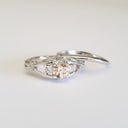 Elegant Oval Filigree Morganite and Diamond Ring and Clean band Wedding Set