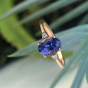 Elegant Oval Tanzanite and Petite Diamond Accent Rose Gold Ring