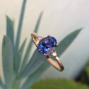 Elegant Oval Tanzanite and Petite Diamond Accent Rose Gold Ring
