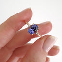 Elegant Oval Tanzanite and Petite Diamond Accent Rose Gold Ring