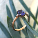 Elegant Oval Tanzanite and Petite Diamond Accent Rose Gold Ring