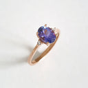 Elegant Oval Tanzanite and Petite Diamond Accent Rose Gold Ring