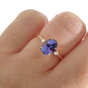 Elegant Oval Tanzanite and Petite Diamond Accent Rose Gold Ring