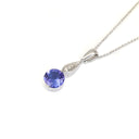 Elegant Round Tanzanite with Diamond Droplet Pendant