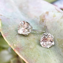 Elegant Soft Pink Morganite Floral White Gold Studs