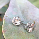 Elegant Soft Pink Morganite Floral White Gold Studs