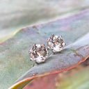 Elegant Soft Pink Morganite Floral White Gold Studs
