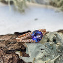 Elegant Split Diamond Encrusted Shank Tanzanite Rose Gold Ring