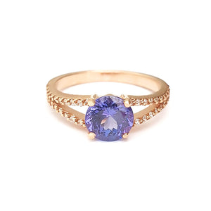 Elegant Split Diamond shank set with Tanzanite