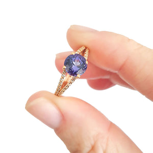 Elegant Split Diamond shank set with Tanzanite