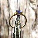 Elegant Split Shoulder Round Cut Tanzanite Yellow Gold Ring
