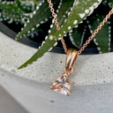 Elegant Three Claw Trilliant Morganite Pendant