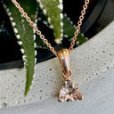 Elegant Three Claw Trilliant Morganite Pendant