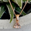 Elegant Three Claw Trilliant Morganite Pendant