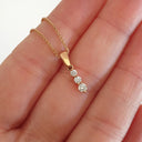 Elegant Three Diamond Rose Gold Drop Pendant