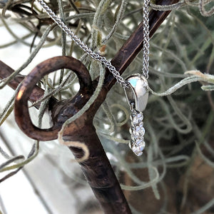 Elegant Three Diamond White Drop Pendant