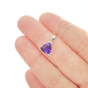  Elegant Trilliant Cut Amethyst Pendant and Chain