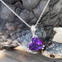 Elegant Trilliant Cut Amethyst Pendant and Chain