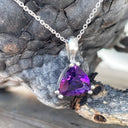 Elegant Trilliant Cut Amethyst Pendant and Chain
